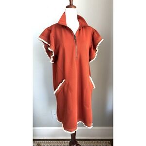 Entro Orange Dress Cream Ruffles Women's GameDay Texas Tennessee Small